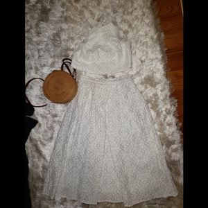 Off White Crop Criss Cross with High Waist Dress